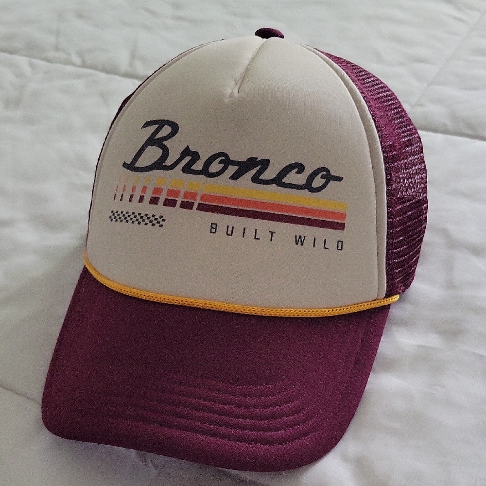 Ford Trucker Hat in Cream and Burgundy